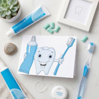 Cartes de vœux dent et brosse à dents