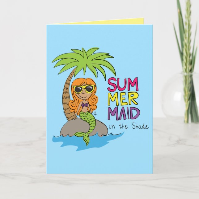 Cartes de vœux d'été de sirène mignonne (Devant)