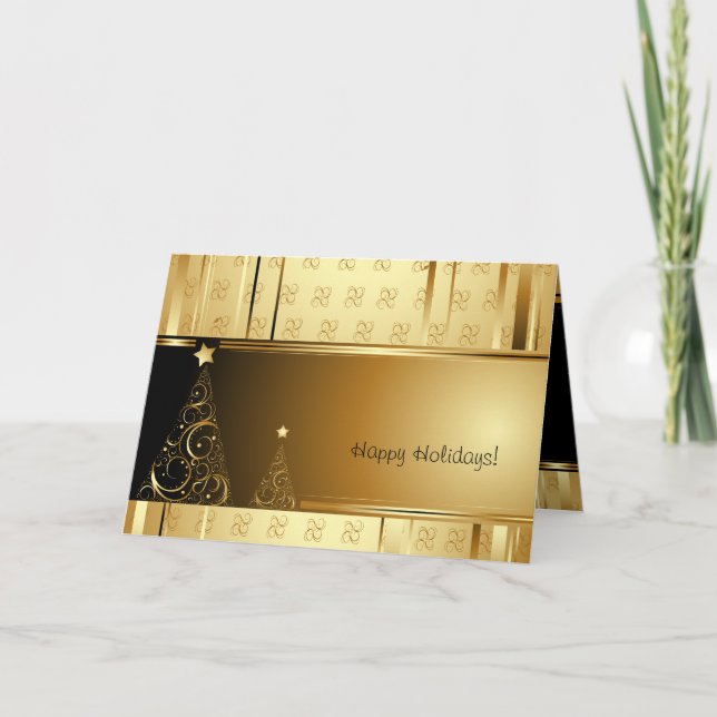 Cartes de voeux élégantes de Noël d'or (Devant)
