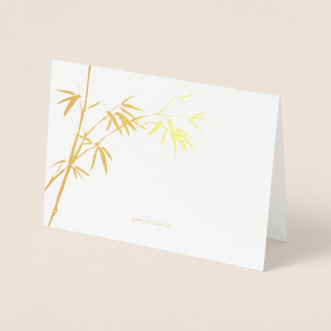 Cartes de voeux en bambou Etched Gold Foil (Devant)