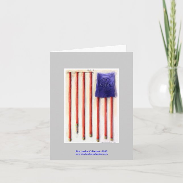 Cartes de vœux en hommage aux pompiers avec drapea (Devant)
