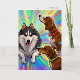 Cartes de vœux en papier métallisé Chiens Chiots a