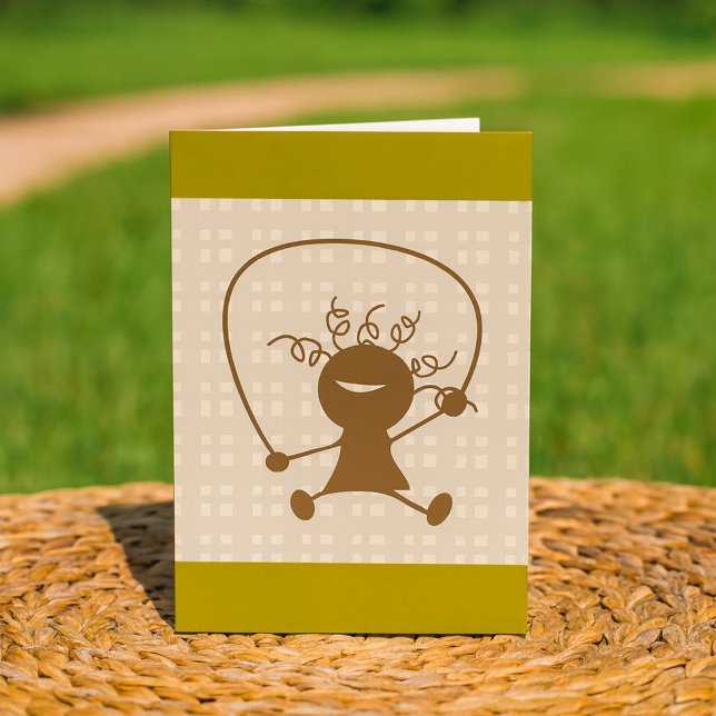 Cartes de vœux Fille Avec Une Corde À Sauter (Créateur téléchargé)