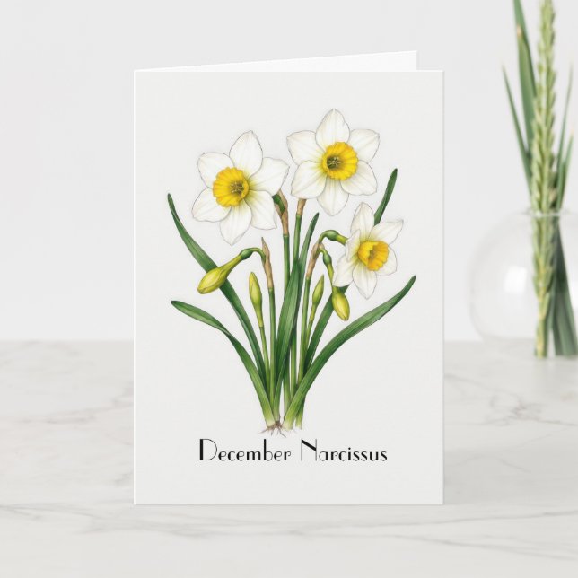 Cartes de vœux Fleurs de Narcisse Décembre (Devant)
