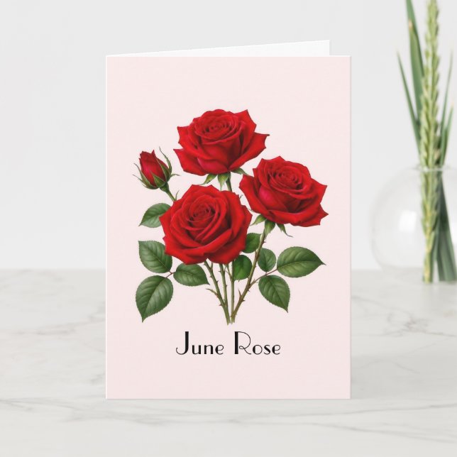 Cartes de vœux Fleurs de rose de juin (Devant)