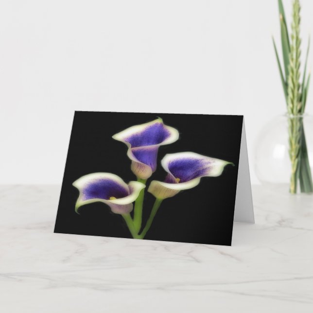 Cartes de vœux florales triples royales violettes (Devant)