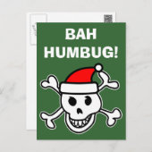 Cartes de voeux fumistes de Noël de crâne de Bah (Devant / Derrière)
