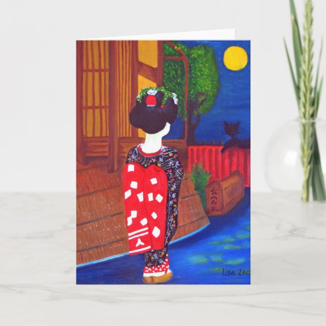 Cartes de voeux Geisha de minuit (Devant)