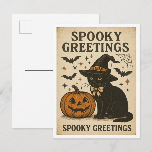 Cartes de vœux Halloween effrayants (Devant / Derrière)