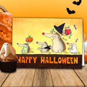 Cartes de vœux Halloween Hérissons