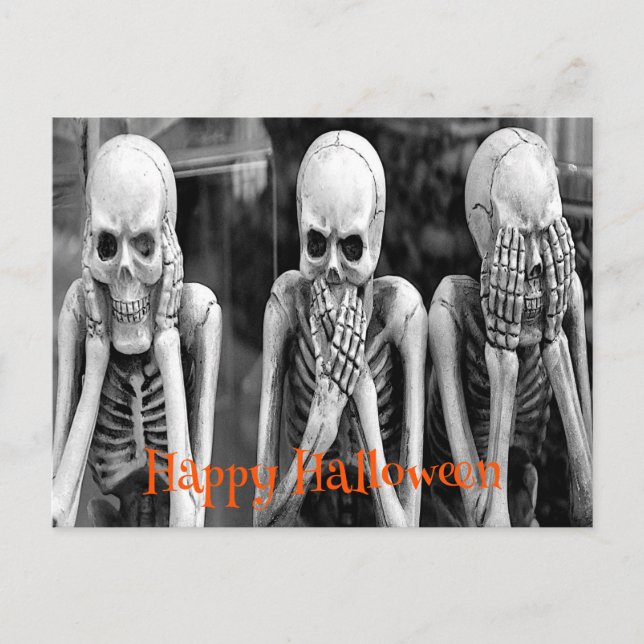 Cartes de vœux Halloween squelettes drôles effraya (Devant)
