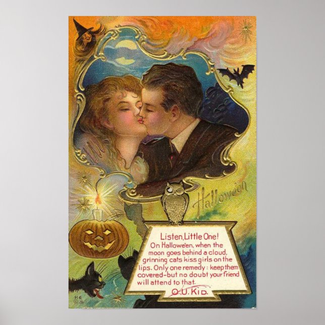 Cartes de voeux Halloween vintage Affiches classiq (Devant)