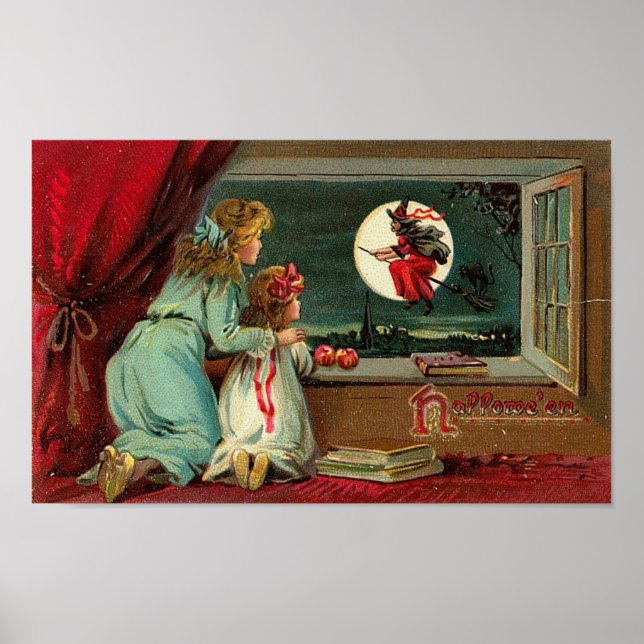 Cartes de voeux Halloween vintage Affiches classiq (Devant)