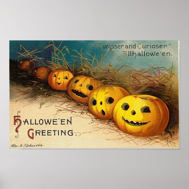 Cartes de voeux Halloween vintage Affiches classiq (Devant)