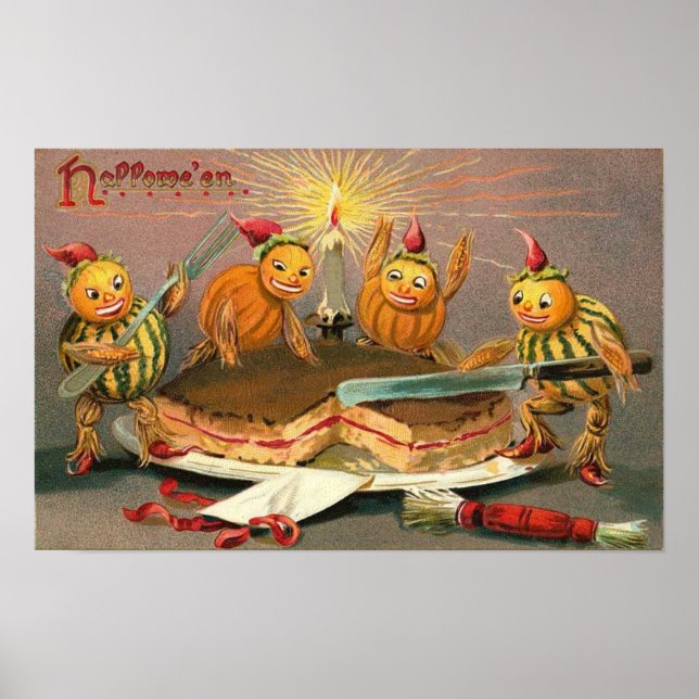 Cartes de voeux Halloween vintage Affiches classiq (Devant)