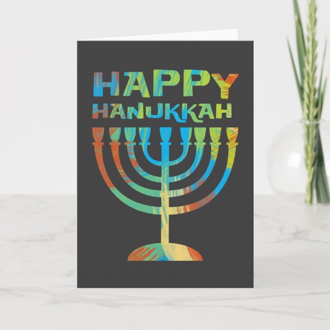 Cartes de voeux Hanoukka Menorah (Devant)