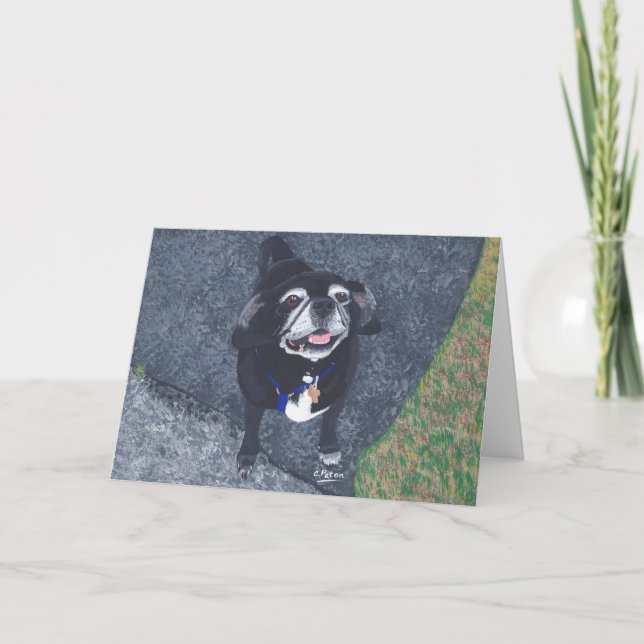 Cartes de voeux heureuses de peinture de chien de (Devant)
