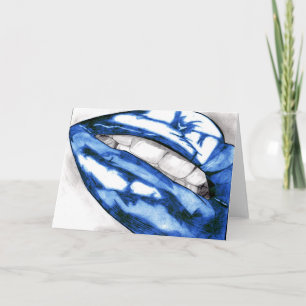 Cartes de voeux Hot Lips (bleu)