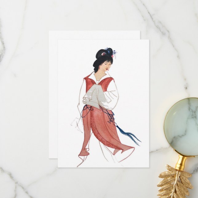 Cartes de voeux Japonaises Geisha (Devant/Arrière en situation)