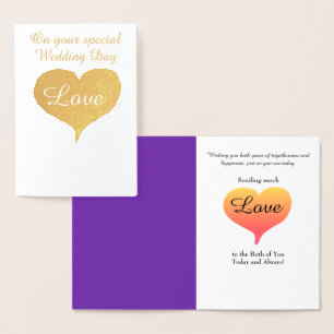 Cartes de voeux Mariage violet Sunset Hearts