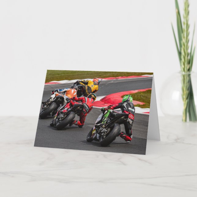 Cartes de voeux moto de course (Devant)