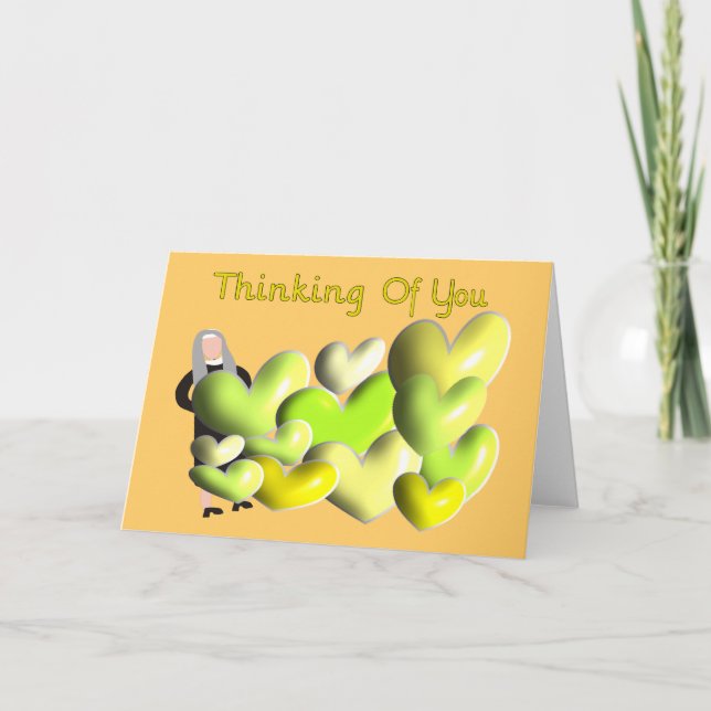 Cartes de voeux Nun "Penser à vous" Coeurs d'art (Devant)