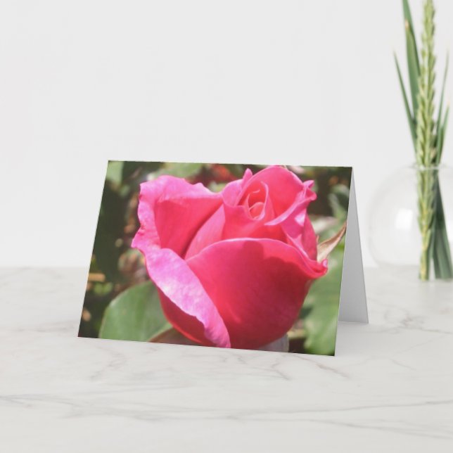 Cartes de voeux ou cartes à notes à fleurs rose su (Devant)