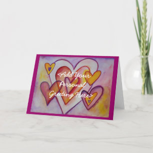 Cartes de vœux personnalisées avec cœurs d'amour e