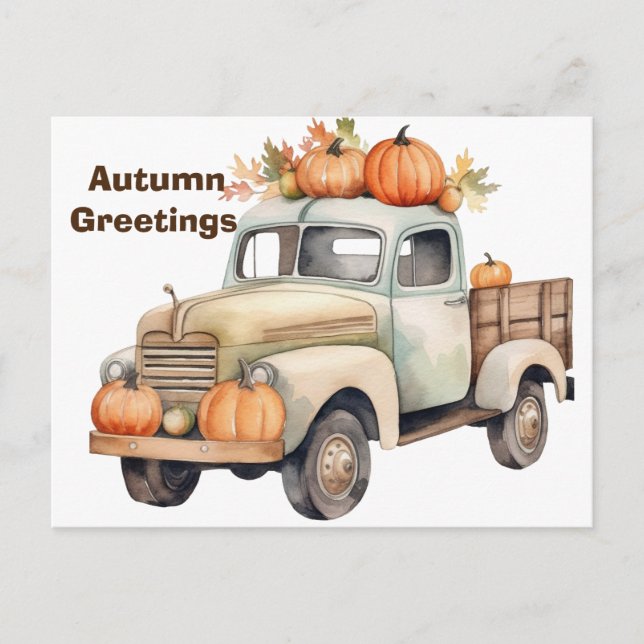 Cartes de vœux personnalisées d'automne, camionnet (Devant)
