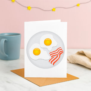 Cartes de Vœux Petit Déjeuner Œufs Frits et Bacon