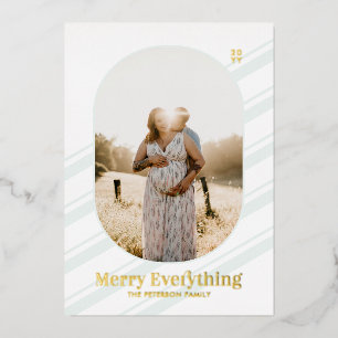 Cartes de vœux photo Joyeux Noël rayures Or & Ment