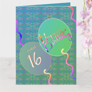 Cartes de vœux pliées avec ballons pour les 16 ans