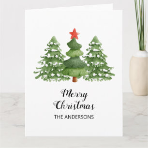 Cartes de vœux pliées avec des arbres de Noël pers
