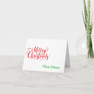 Cartes de vœux pliées avec nom personnalisé pour l