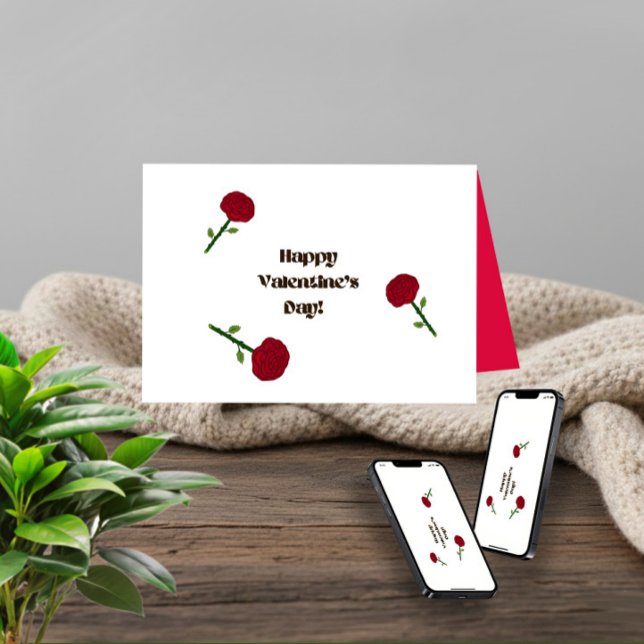 Cartes de vœux pliées petites roses rouges, 4" x 5 (Créateur téléchargé)
