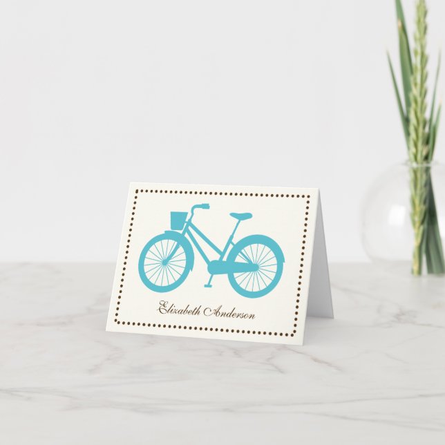 Cartes de vœux pliées Vélo Aqua (Devant)