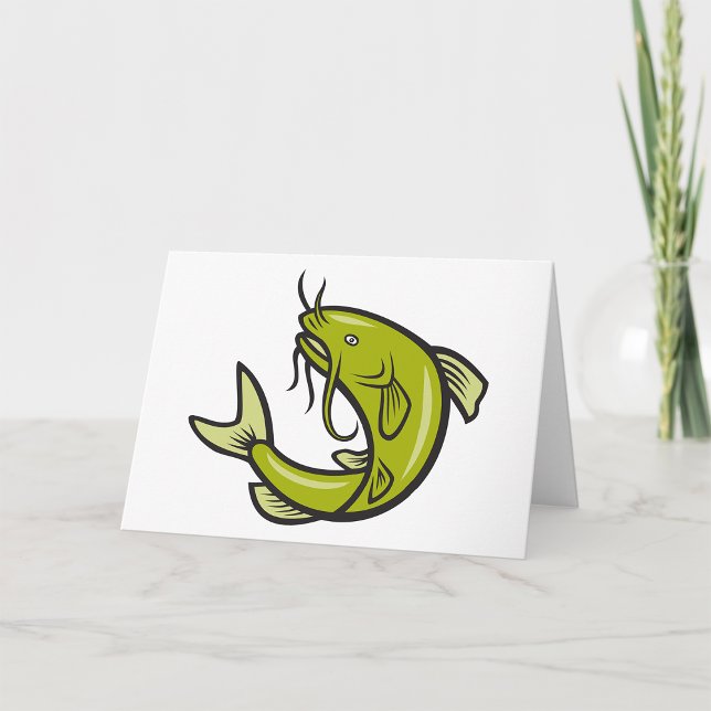 Cartes de vœux Poisson-chat vert (Créateur téléchargé)