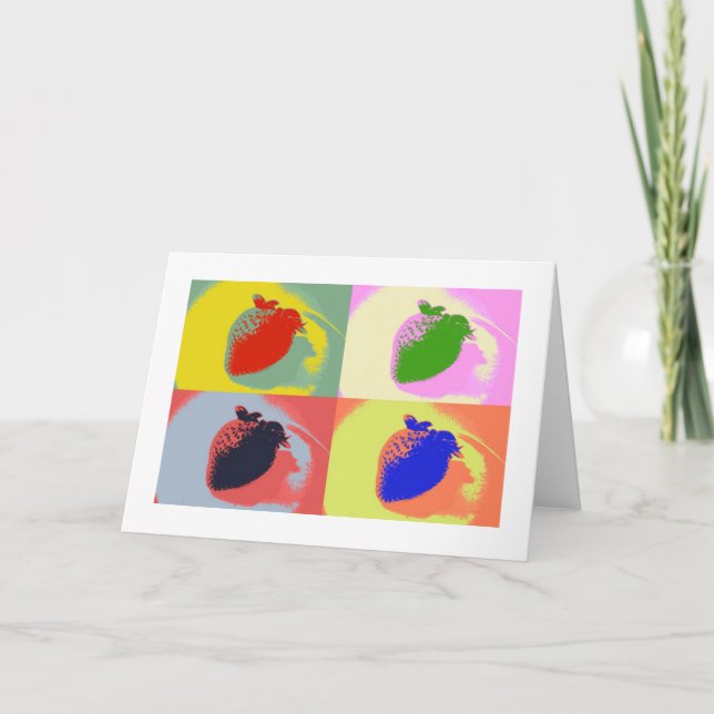 Cartes de voeux Pop Art fraise (Devant)