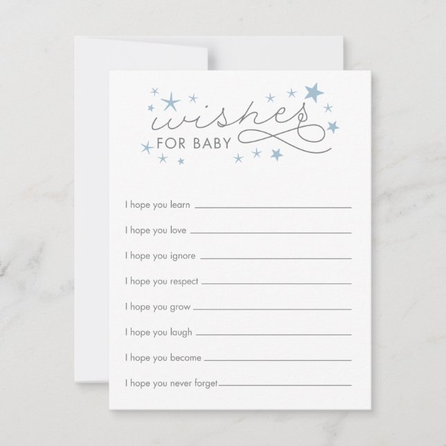 Cartes de vœux pour Baby Star Baby Shower en bleu (Devant)