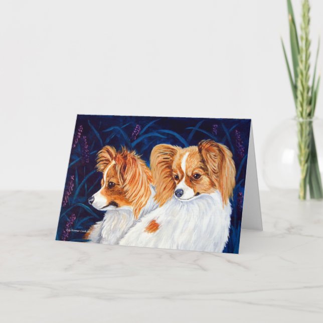 Cartes de voeux pour chien de Papillon (Devant)