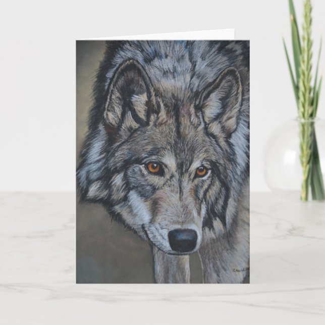 Cartes de voeux pour l'art sauvage Wolf Stare (Devant)