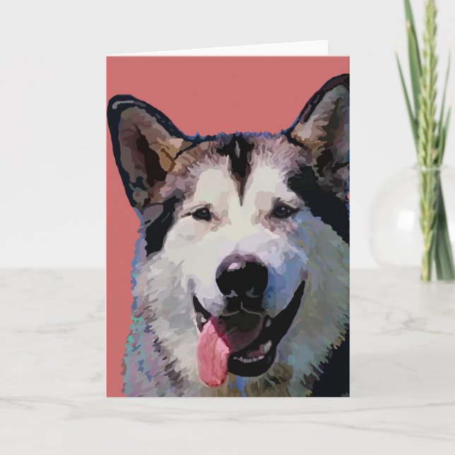Cartes de voeux pour malamute en Alaska (Devant)