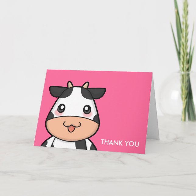 Cartes de voeux pour vaches de Cute Kawaii (Devant)