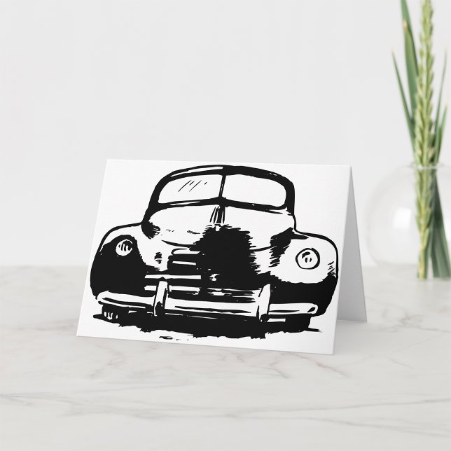 Cartes de voeux Retro Black Car (Créateur téléchargé)