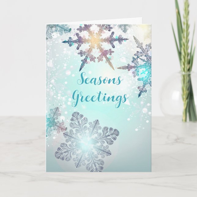 Cartes de vœux Saisonniers Ice Blue Flocon de Neig (Devant)