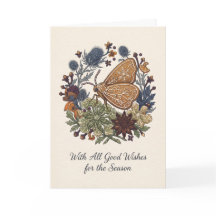 Cartes de vœux saisonniers papillon botanique