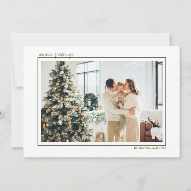 Cartes de vœux saisonniers rayures vertes et or Ph (Devant)