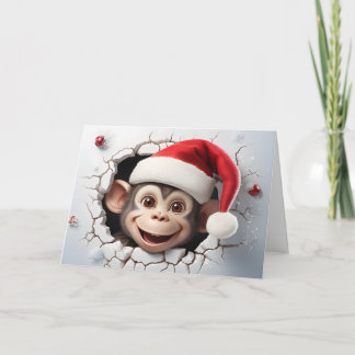 Cartes de vœux singe 3D pour bébé Noël mignon
