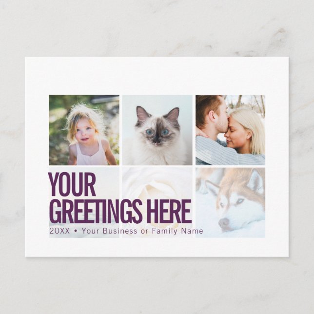 Cartes de vœux universelles modernes Purple White  (Devant)