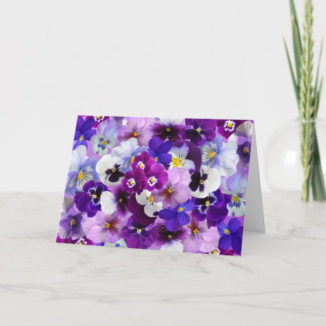 Cartes de vœux vierges Pensées Fleurs de printemps (Devant)